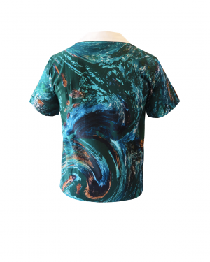 Ocean print shirt.